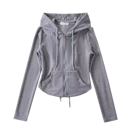 Hot girl waist lace-up hooded sweater jacket high waist stretch slim mop flared pants sports casual suit women