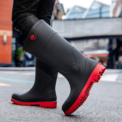 Stab-resistant Steel Toe Labor Water Protection Shoes Smash-resistant Water Boots Site Rain Boots Waterproof Men's Fishing Steel Bottom Plate Rain Boots Rubber Shoes