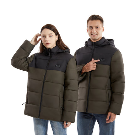 Autumn and Winter New Cold-Proof Smart Heating Cotton Coat for Men and Women, Constant Temperature Warm Hooded Fashion Trendy Jacket