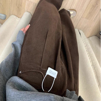 Plus Size Dark Brown Jeans for Women, Autumn New Style, Loose High-Waisted Slimming Wide-Leg Pants for Pear-Shaped Body