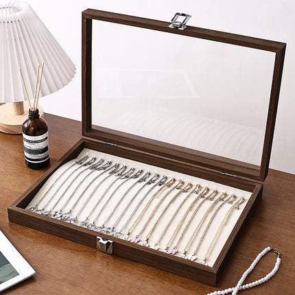 Walnut Jewelry Storage Box Ring Earrings Necklace Bracelet Box Solid Wood Large Capacity Anti-Oxidation Jewelry Display Box