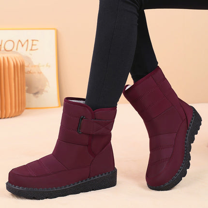 Women's Winter Cotton Boots, Large Size, Fleece-Lined, Thickened Long Boots, Lightweight Polyurethane Cotton Shoes, Warm Snow Boots