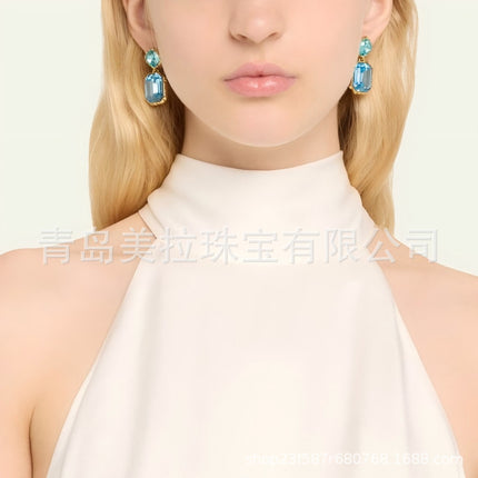 Oscardelarenta new crystal sugar vintage earrings niche design geometric simple fashion high sense