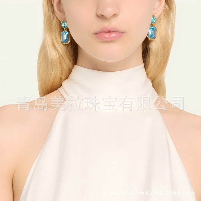 Oscardelarenta new crystal sugar vintage earrings niche design geometric simple fashion high sense