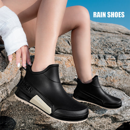 Cross-border Men and Women Couple Fashion Short Rain Shoes Non-slip Wear-resistant Waterproof Rain Boots Outdoor Camping Fishing Rubber Shoes Water Shoes
