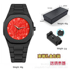 Black case red dial