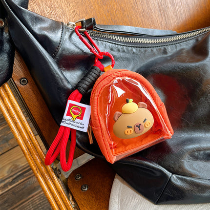 Original Cute Patch Transparent Coin Purse Headset Mini Storage Bag Keychain Going Out Small Schoolbag Pendant