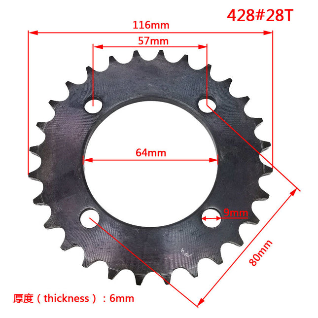 428 tooth plate 28 32 34 38T tooth sprocket electric vehicle modification accessories tricycle chain plate single row gear plate