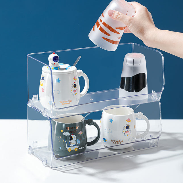 Mug Storage Box Desktop Double-Layer Cup Rack Water Cup Coffee Shelf Cup Tea Cup Storage Rack Transparent Acrylic