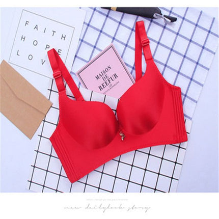 Hong Kong genuine goods happy Fox underwear women's wireless solid color sexy seamless small chest push up breast bra