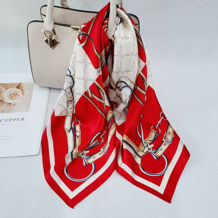 Suzhou Silk Women's Scarf 100% Mulberry Silk Scarf Large and Small Square Scarf Neckerchief Shawl with Printed Design