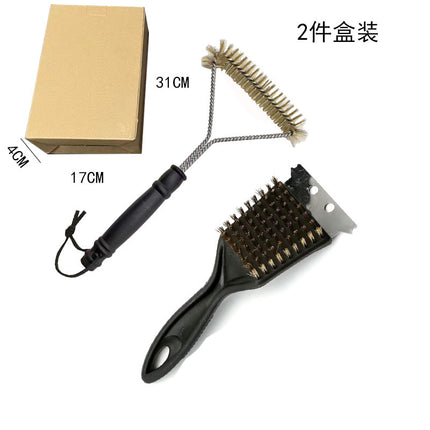 Cross-Border Stainless Steel Wire Barbecue Brush Outdoor Bbq Cleaning Grill Brush Barbecue Grill Grill Cleaning Brush Bird Cage Brush