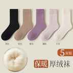 Velvet and thickening [5 pairs] black + purple + camel + khaki + lotus root powder