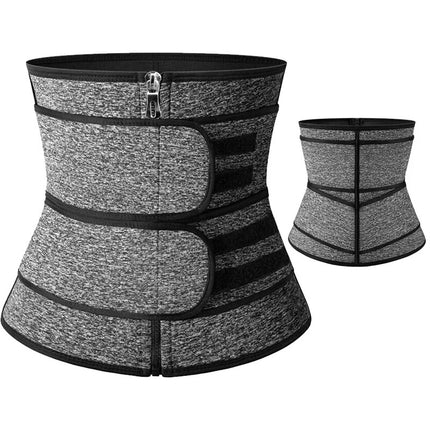 Men's Neoprene Waist Trainer Zipper Double Belly Band Sweat Compression Abdominal Control Shaping Trimmer