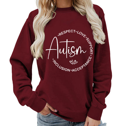 Foreign trade supply autism printing round neck women's coat vests foreign trade supply autumn and winter coat leisure wide pine Europe