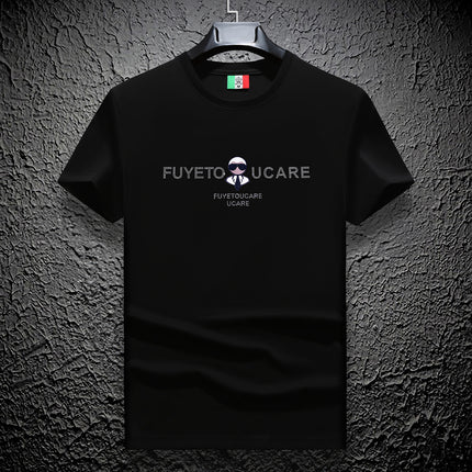 Ouzhanzhou Trendy Men's New Hot Drilling T-shirt Fashionable Slim-fit Large Size Light Luxury Men's Short-sleeved Summer Ice Silk Quick-drying