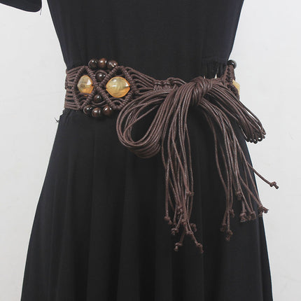 Bohemian hand-woven tassel belt waist chain Women's decorative dress all-match waist decoration ethnic style skirt with fashion