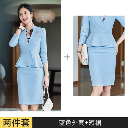 light blue Suit suit Women's Autumn Jewelry Store Workwear Case Field Customer Service Work Clothes Formal Business Wear Autumn