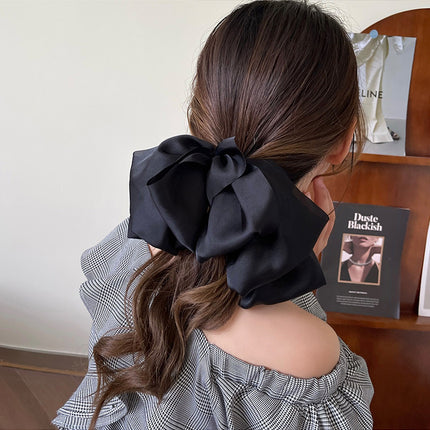 Bow hairpin new black fabric headdress spring clip French high-end head clip jewelry hair clip