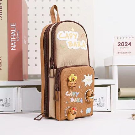 Large-Capacity Pencil Case, High-Quality Appearance, Stationery Bag for Male and Female Students, Junior High School Portable Backpack Pencil Case, Kapibara Ins Style