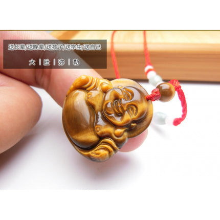 Couple's Pixiu Pendant Tiger Eye Stone Guanyin Buddha Guan Gong Ping An Buckle Pendant Yellow Tiger Eye Stone Pendant Supply Straight Hair