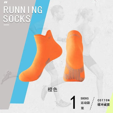 Men's and Women's Pure Cotton Mid-length Professional Sports Socks Mid-tube Deodorant Sweat-absorbent Breathable Thick Men's Sports Running Socks