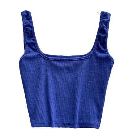 Vest Women's Outer Wear Summer Short Sleeveless Crop Top Square Collar Fashion Versatile Slim Solid Color Bottoming Shirt Trbottomy