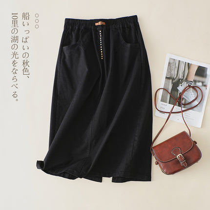 22107 high waist A- line skirt women's commuter versatile mid-length skirt pear-shaped figure slimming meat-covering autumn straight skirt