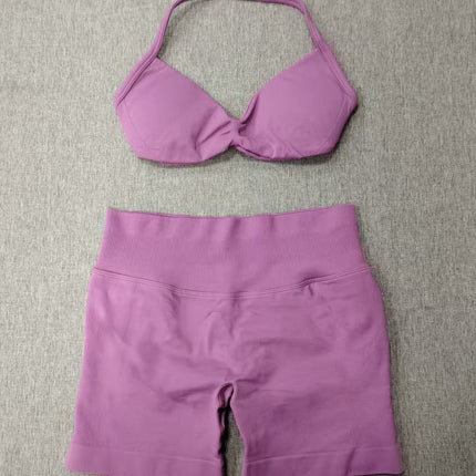 suit DF Amazon Explosions Shorts Small Bra High Elastic Superfine Extinction Nylon Hanging Neck Beauty Back Sports Vest