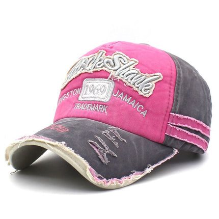 Distressed Washed Baseball Cap for Men and Women Torn Edge Retro Peaked Cap with Letters 1969 Embroidered Baseball Cap Sun Hat