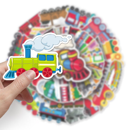50 cartoon small train creative stickers skateboard luggage stickers laptop car motorcycle decoration