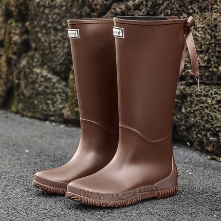 Cross-border Fashion Mid-high Rain Boots Women's Sweet Student All-match Rain Boots Soft Sole Non-slip Camping Shoes Waterproof Car Wash Shoes