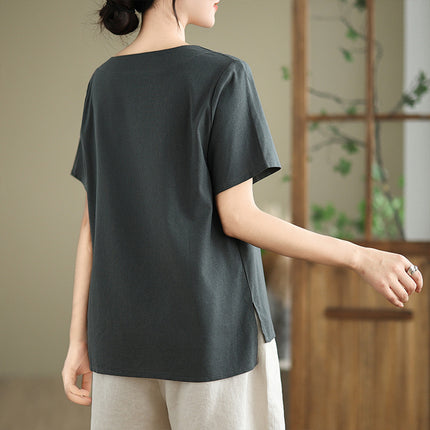 Real Shot of In-Stock Linen Buddhist-Style Women's Plain Clothing, Zen Attire, Tea Attire, Summer Tea Ceremony Clothing, High-End Improved Tang Suit