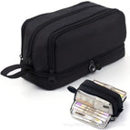Oxford cloth four-open pencil case [black]