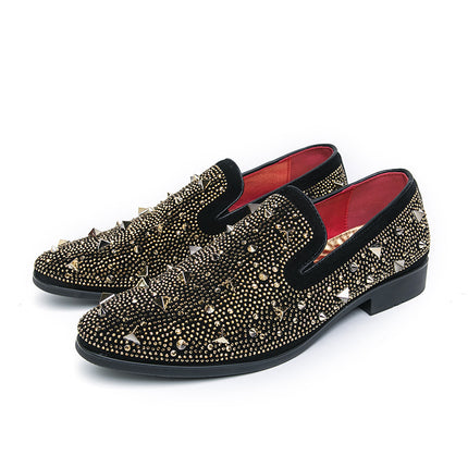 Men's Shoes Cross-border plus size New Leather Shoes Fashion Frosted Rivet Loafers Night Shop Hair Stylist Pointed Shoes