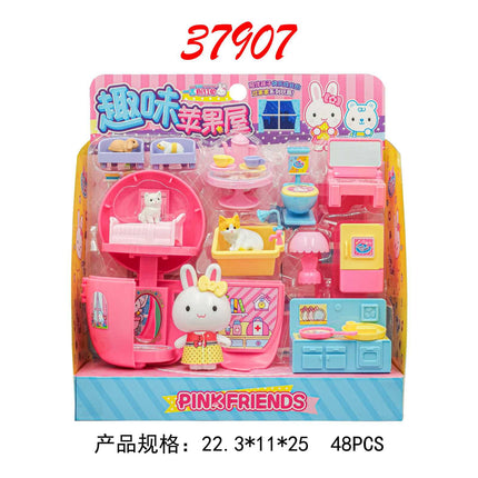 One-word pink rabbit kitchen refrigerator cake dessert shop girl simulation play house toys wholesale mini notebook
