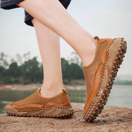 Foreign Trade Hot-Selling Summer New Products Hand-Stitched Mesh Shoes Breathable Casual Men's Outdoor Hiking Shoes Non-Slip River Tracing Shoes