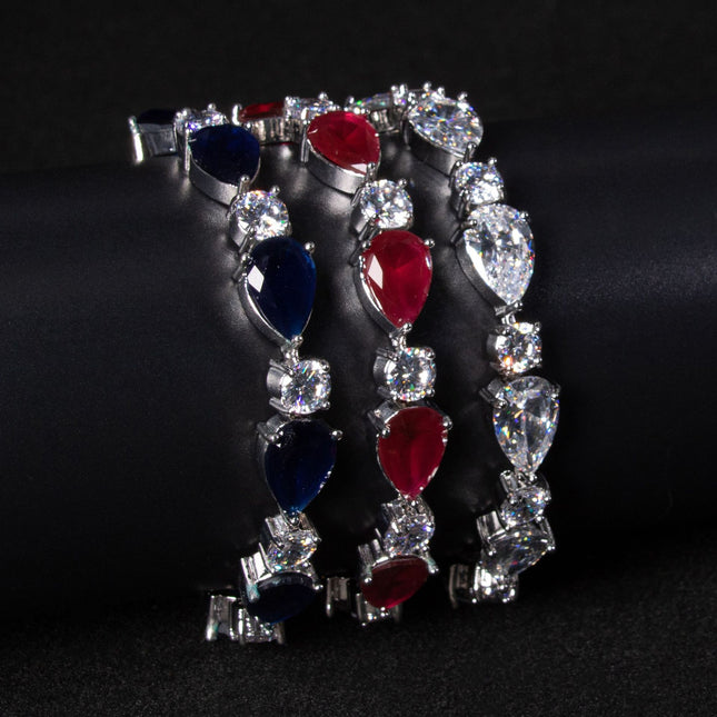 European and American Fashion Cross-Border Luxury Zircon-Encrusted Niche Water Drop Design Bracelet for Women Versatile Jewelry Chain