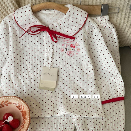 Princess Style Children's Lapel A-Class Cartoon Loungewear Set 2026 Spring New Baby Sweet and Cute Pajamas and Sleep Pants