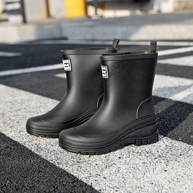 Cross-Border New Mid-Calf Rain Boots for Women, Suitable for Outdoor Wear, Car Washing, Waterproof, Kitchen Work, Non-Slip, Soft-Soled Rubber Shoes