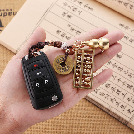 Brass movable Abacus keychain beads can rotate five Emperor money wishful Abacus hoist key chain pendant wholesale