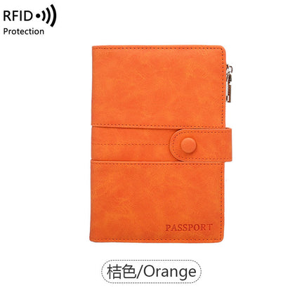 Cross-Border Skin-Feel Anti-Theft Rfid Passport Holder Zipper Buckle Passport Cover Document Holder Multi-Functional Travel Passport Bag