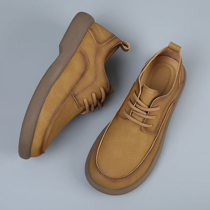 2024 Spring and Summer New Men's Shoes Breathable Retro British Style Leather Shoes Men's Comfortable Trendy All-match Casual Shoes