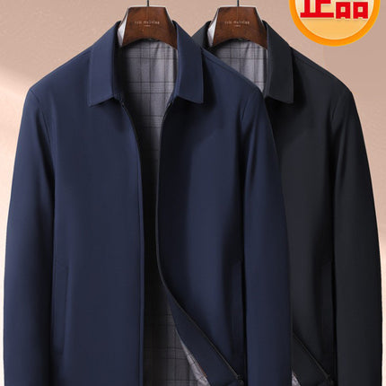 One-Piece Drop-Shipping Spring and Autumn Executive Jacket for Dad, Middle-Aged and Elderly Lapel Business Casual Coat, Men's Windproof Top