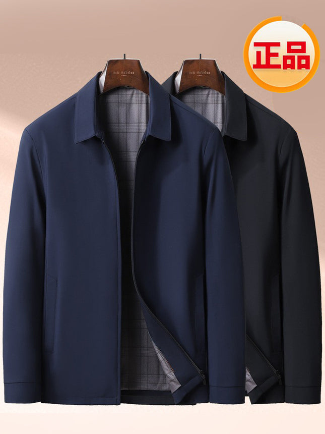 One-Piece Drop-Shipping Spring and Autumn Executive Jacket for Dad, Middle-Aged and Elderly Lapel Business Casual Coat, Men's Windproof Top
