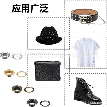 400 sets of 5mm inner diameter copper gas eye eyelet shoe eye belt hollow rivet ring buckle punch installation tool suit