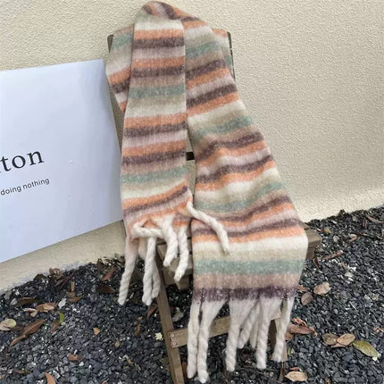 Atmospheric Imitation Cashmere Plaid Scarf for Women in Winter Thickened Warm Scarf for Students Versatile Scarf Live Broadcast Hot Cross-Border