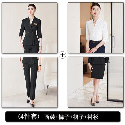Autumn and Winter Professional Small Suit Suit, Feminine Formal Suit Two-Piece Suit, Beautician Front Desk Work Clothes