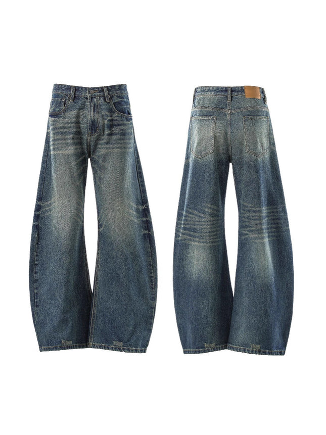 American Retro Nostalgic Straight-Leg Jeans for Men and Women, New Summer Loose Slimming Drape Floor-Length Wide-Leg Pants