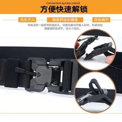 Explosive outdoor tactical belt magnetic suction buckle men's and women's convenient nylon elastic woven belt factory straight hair